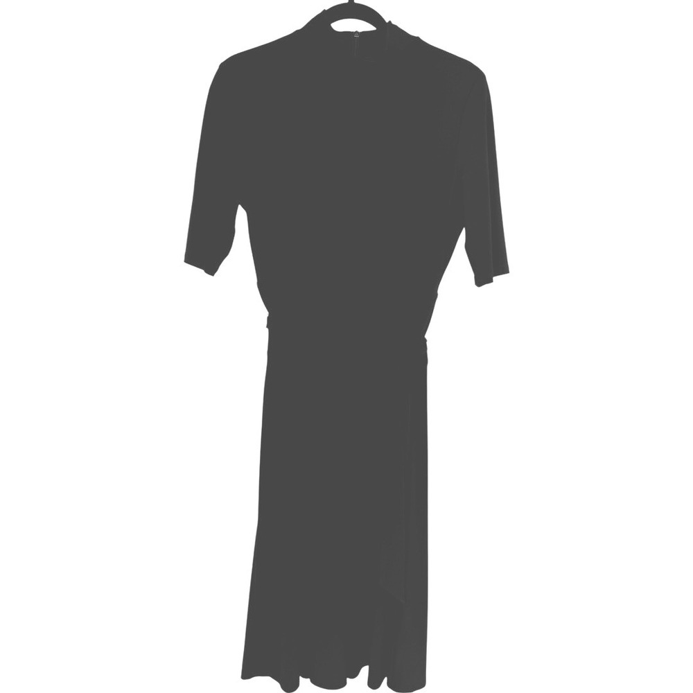 Lauren Ralph Lauren Black Mock Neck Belted Classic Fit &‎ Flare Midi Dress Sz 10